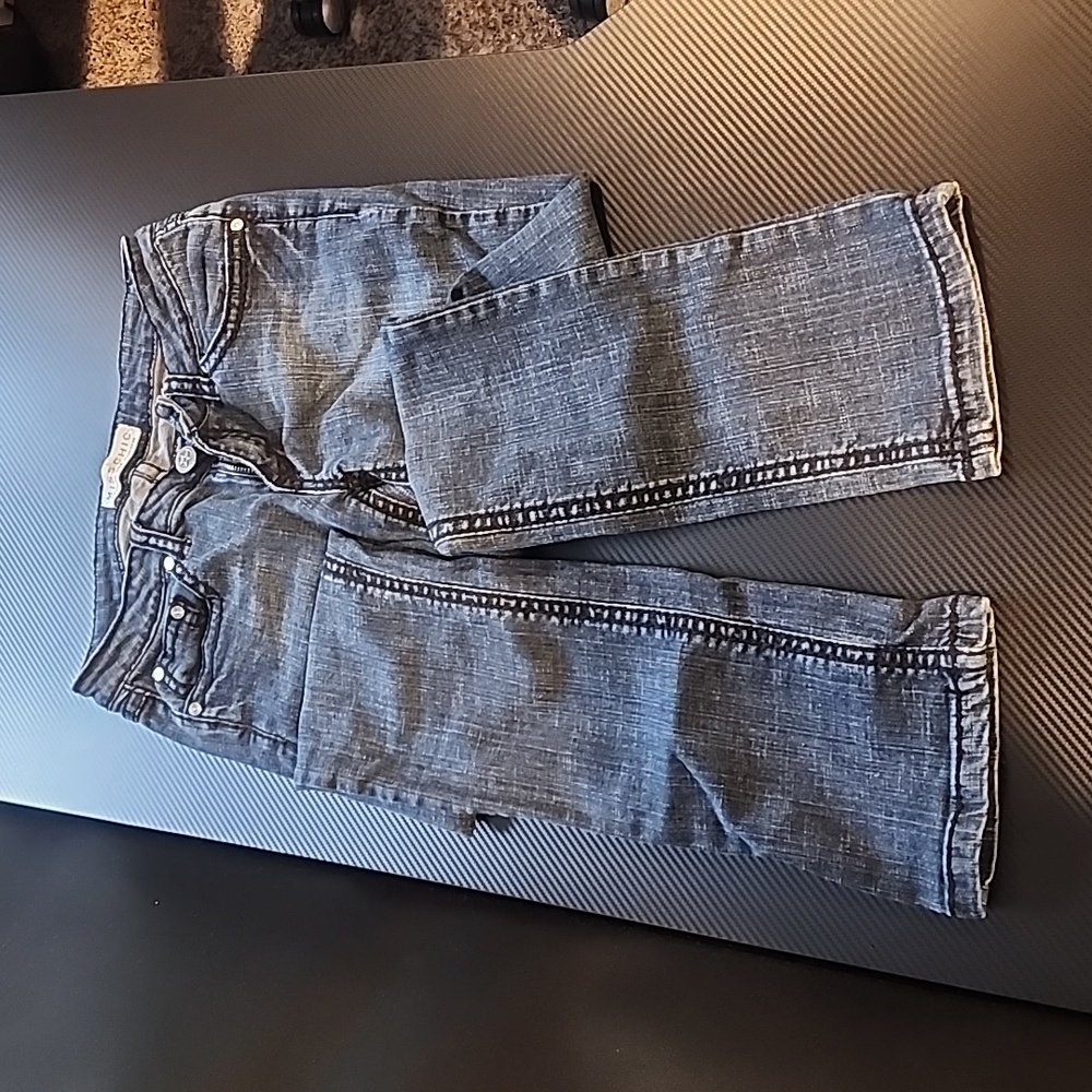Miss Chic Jeans, Low Rise, straight leg, size 9. W-25